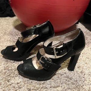 Michael Kors black platform heels with buckles. 7.5